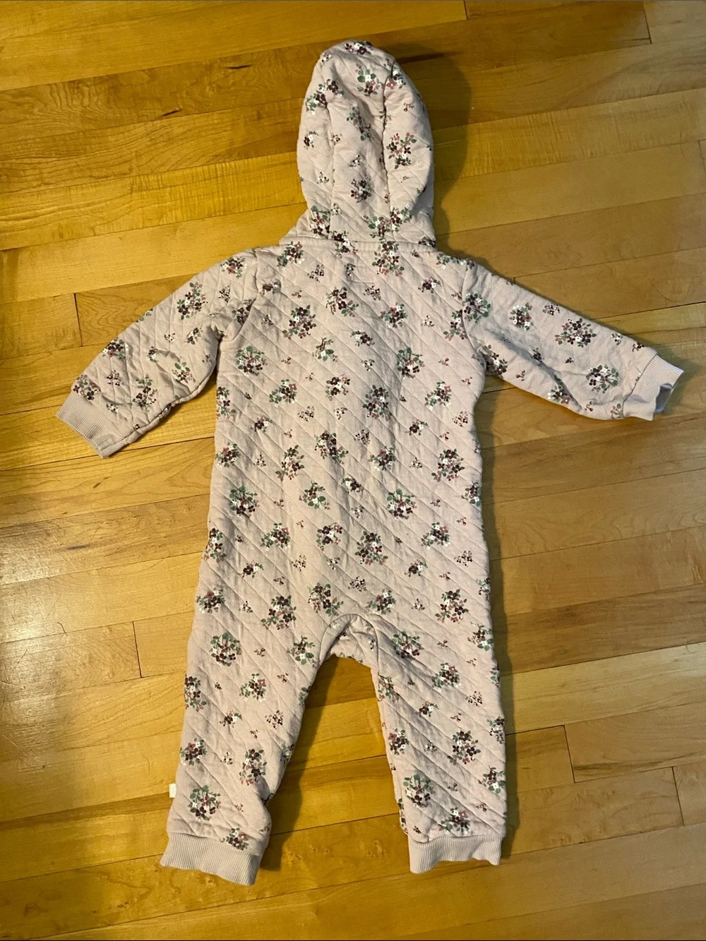 Little planet carters organic Quilted Hooded play suit pink floral 18 mo